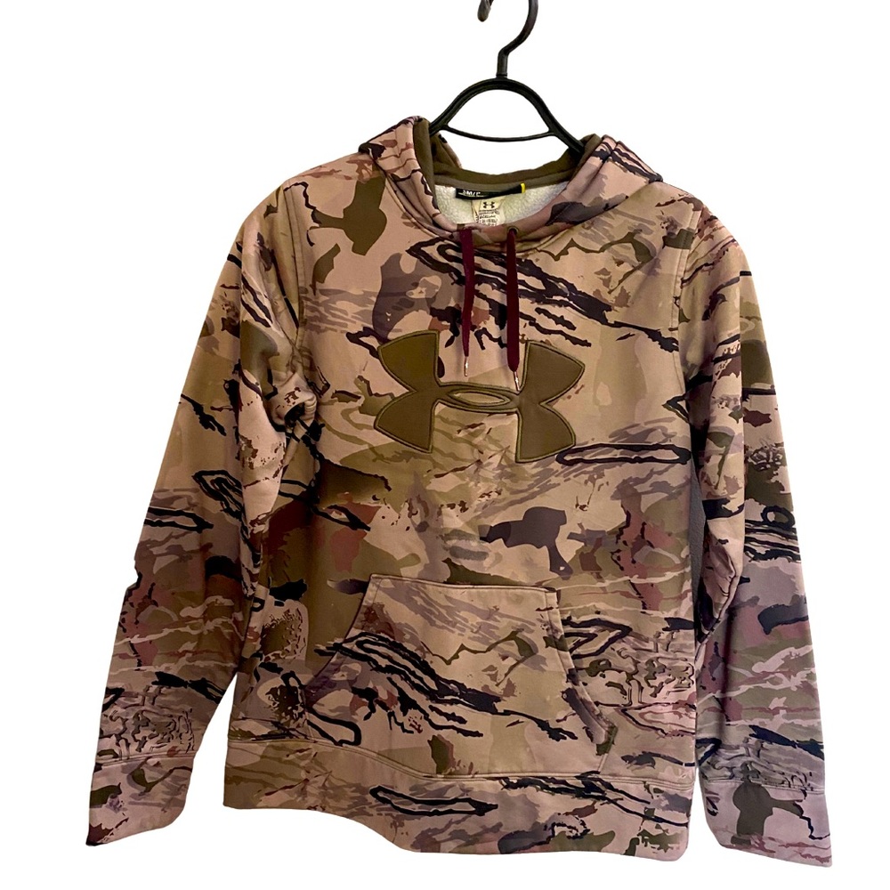 Under Armour Hoodie Men's S Camouflage Loose Desert Sands Camo Coldgear Hunting